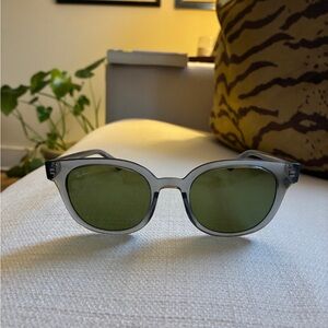 Ray-Ban Square Sunglasses Transparent Grey w/ Bottle Green Lenses